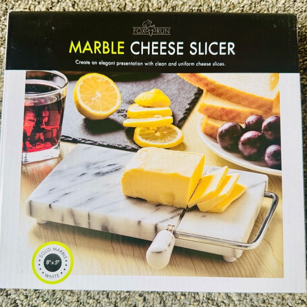 Fox Run Marble Cheese Slicer White 8”x5” NWT